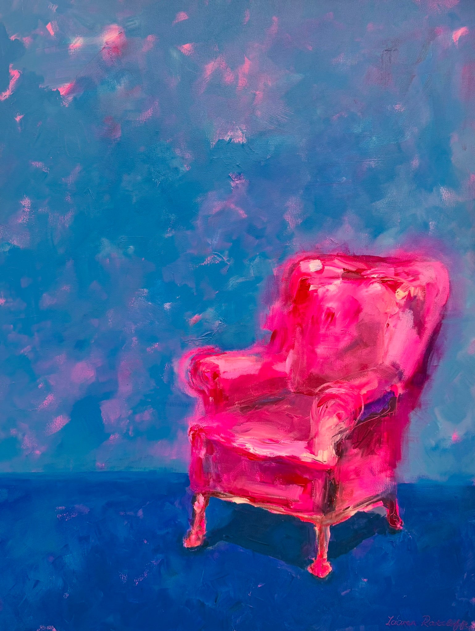 Painting by Lauren Ratcliffe a contemporary South African Artist known for her bold use of colour and interiorscape paintings